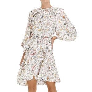ZIMMERMANN Floral Insect Bug Pattern Loose Mini Dress Size 1 or US 6